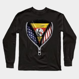 Ugandan Flag  Uganda Flag American Flag Zip Down - Gift for Ugandan From Uganda Long Sleeve T-Shirt